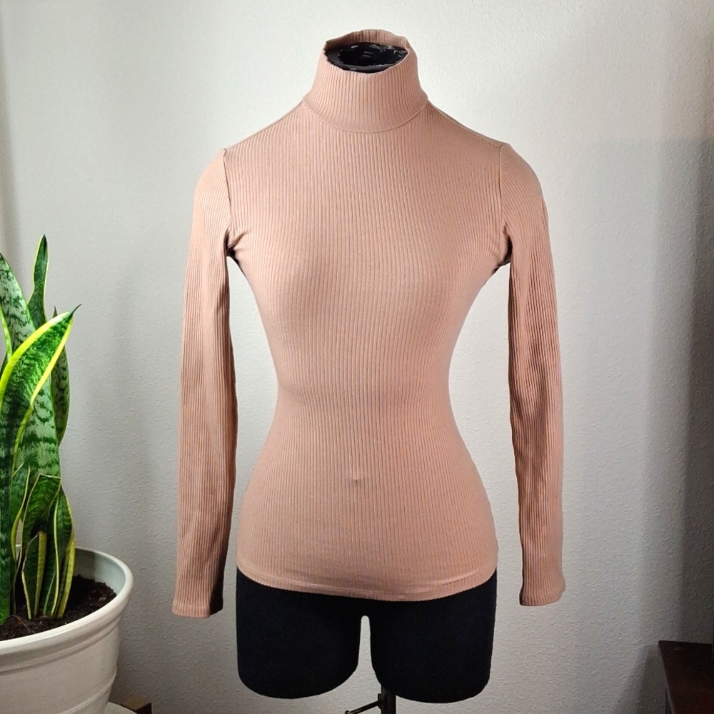 Reformation Jeans Women's Turtleneck Nude Sweater Ptp 14"